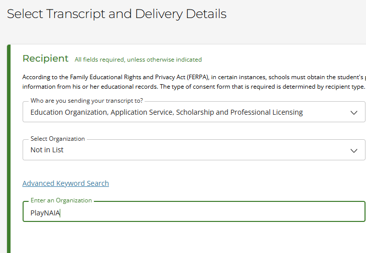 NSC Recipient Information